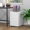 3 Drawer Filing Cabinet, Steel Home Office Storage Cabinet with Wheels, Lock for A4, Letters, Legal-sized Files, White
