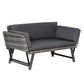 Convertible Wicker Loveseat Grey Patio Chaise Lounge