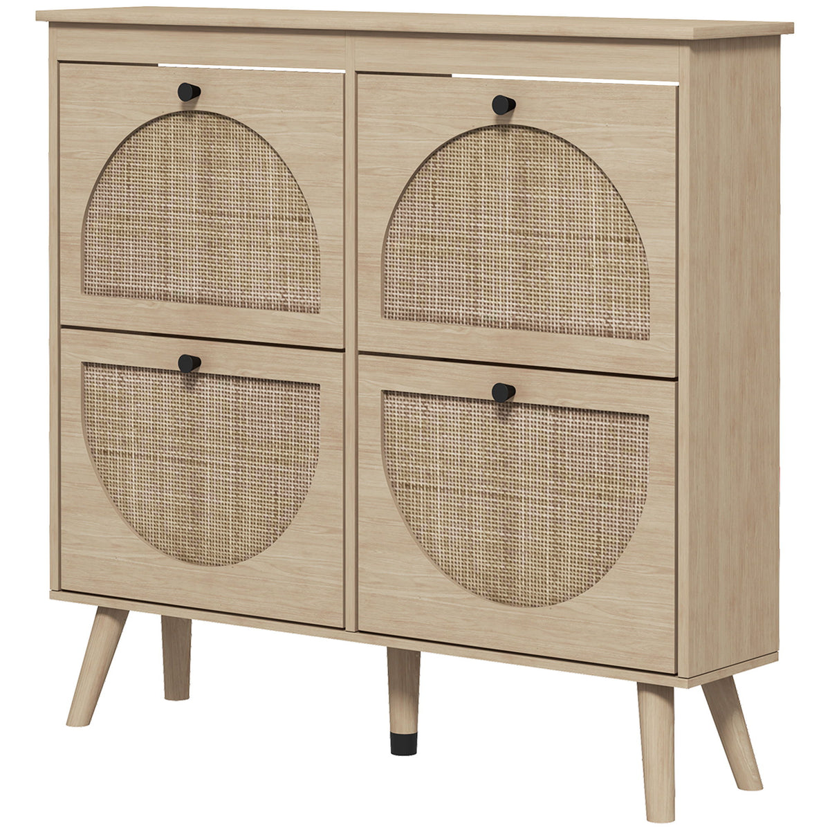 Shoe Cabinet for entryway, Shoe Storage Cabinet with 4 Flip Drawers and Adjustable Shelves for 20 Pairs of Shoes, Oak