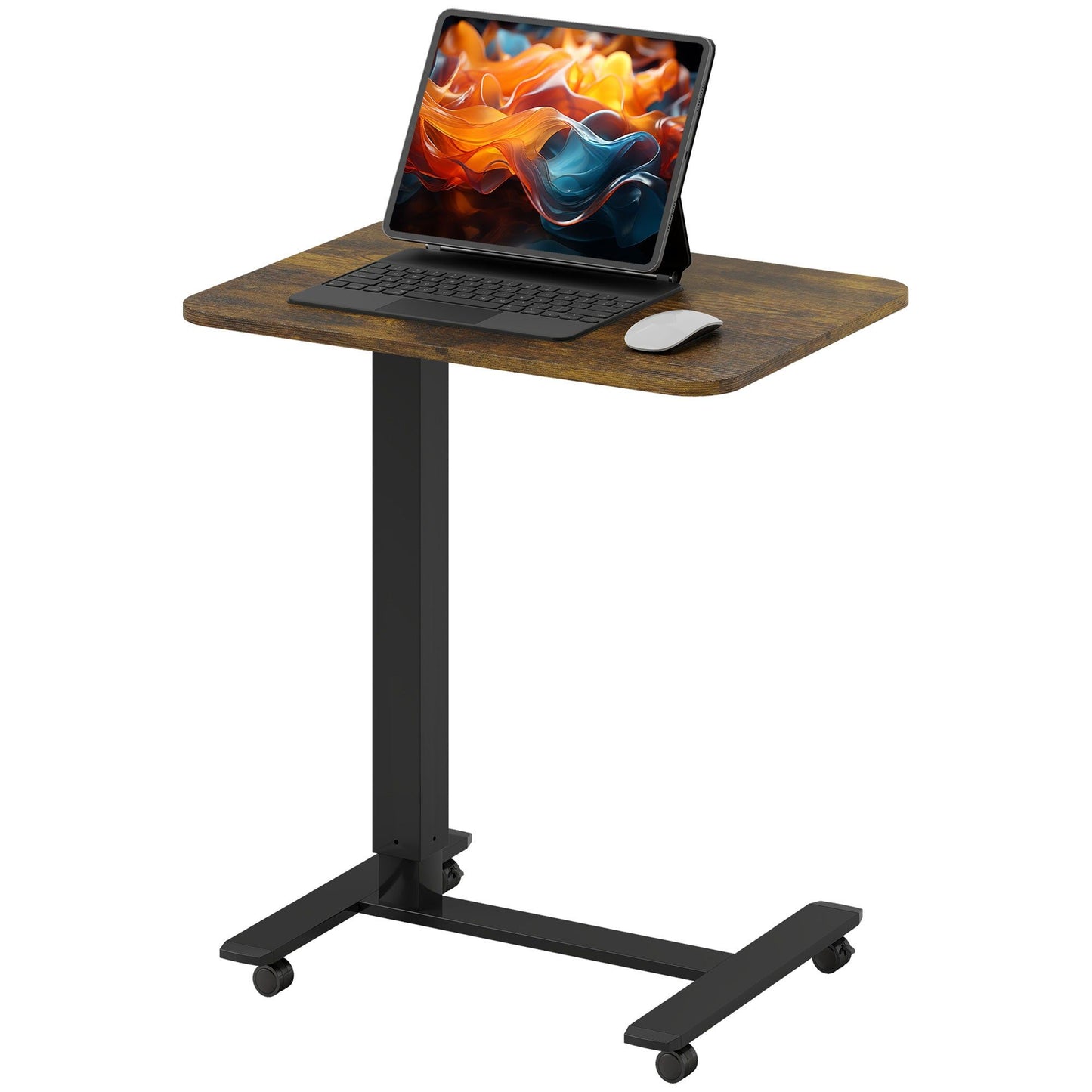 43" Pneumatic Standing Desk with Wheels - Rustic Brown
