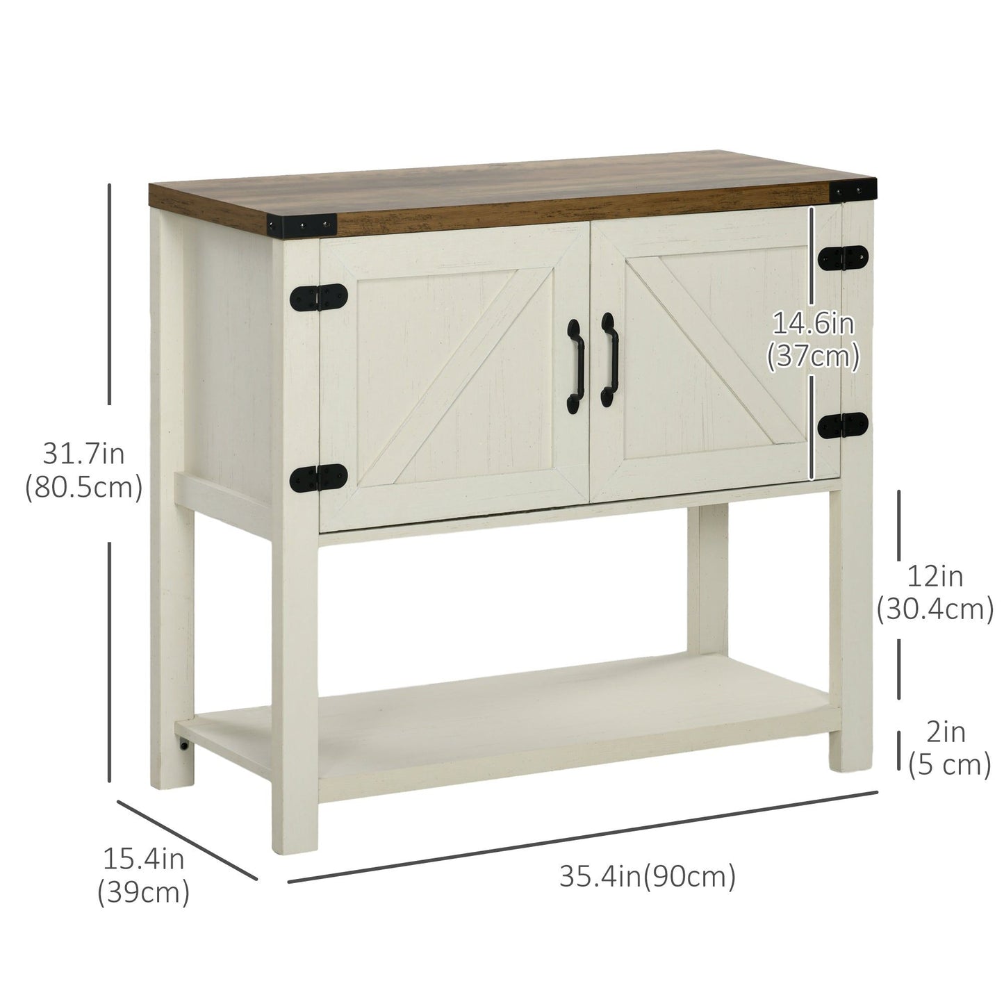 Farmhouse Storage Cabinet with Barn Doors - White