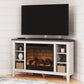 Dorrinson - Corner TV Stand With Fireplace Insert