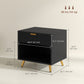 Fluted Nightstand with Drawer - Black