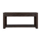 Rustic Chic Console Table with 4 Storage Drawers, Bottom Shelf, Solid Wood Frame, All Tools Included, 63" L x 14" W x 30" H, Dark Brown