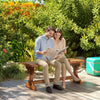 Rustic Carbonized Wood Bench with X-Shape Base