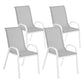 Set of 4 Outdoor Dining Chairs, Stackable Lawn Chairs with High Back, Breathable Mesh Seat for Garden Porch, White