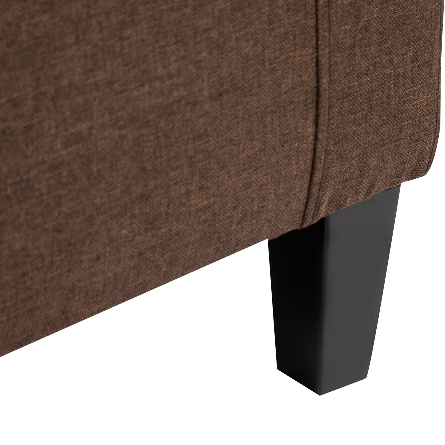 Storage Ottoman Bench, Linen Upholstered Bench with Tufted Design, Brown