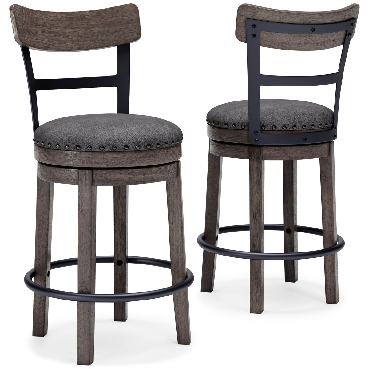 Caitbrook - Gray - UPH Swivel Barstool - Forward Furniture
