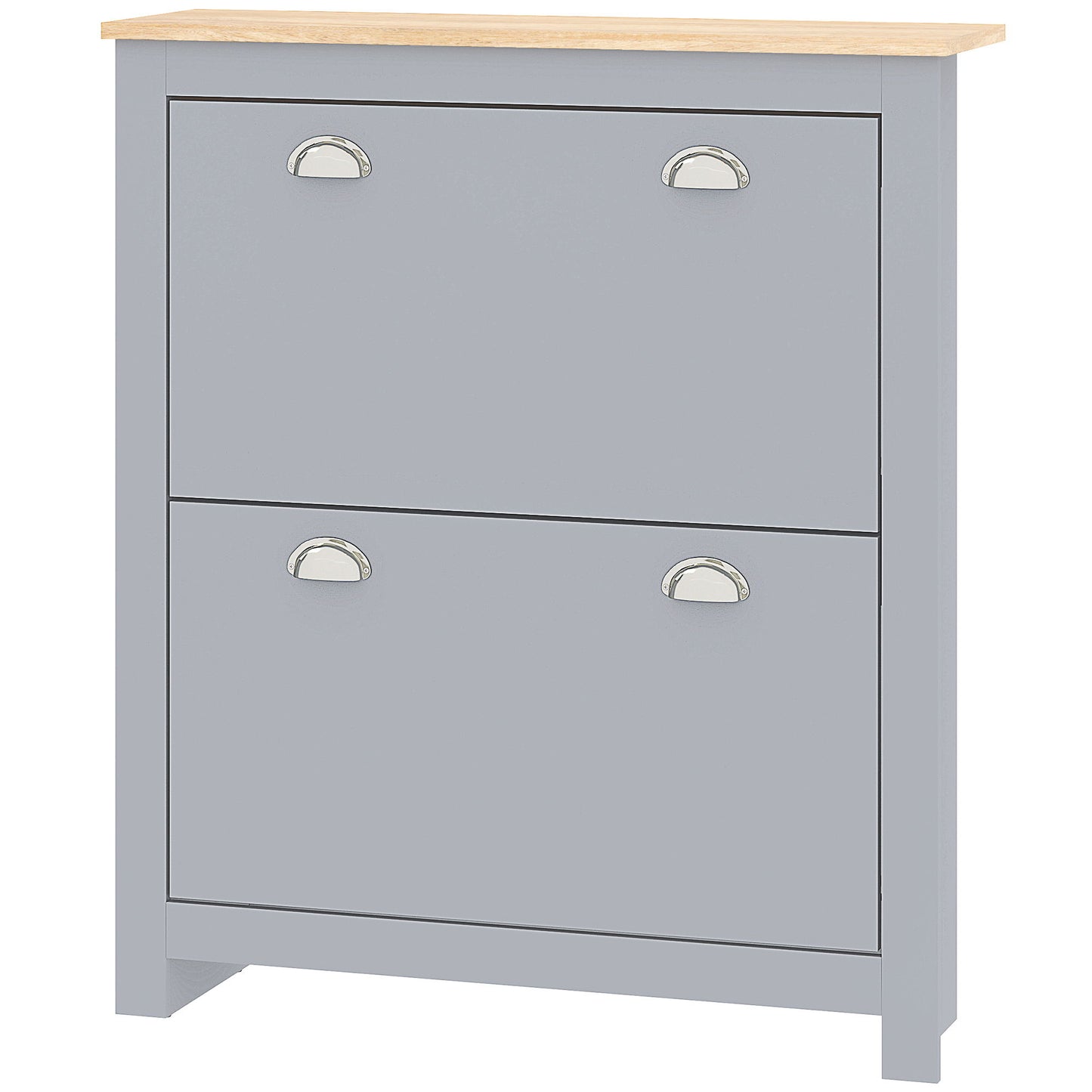 Entryway Shoe Cabinet with 2 Flip Drawers and Adjustable Shelves, 12 Pair Shoe Storage Organizer for Hallway, Grey
