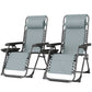 Zero Gravity Chair Set of 2, Folding Reclining Outdoor Lounge Chair with Cup Holder, Headrest, Light Grey