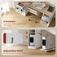 Office Desk, 55" Computer Desk with 4 Reversible Drawers, Mobile PC Stand, Adjustable Shelf, White Wood Grain