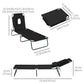 Adjustable Outdoor Lounge Chair, Garden Folding Chaise Lounge with Face Hole Reclining Tanning Chair Seat, Folding Camping Beach Lounging Bed w/ Support Pillow, Black