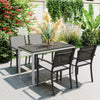 Outdoor Dining Table for 4-6 with Easy Maintenance Slatted Top, Rust-Resistant Aluminium Frame, Black