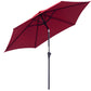 8.5FT Patio Umbrella, Round Garden Parasol with 6 Ribs, Market Sunshade Tilt Canopy w/ Crank Handle for Outdoor, Wine Red