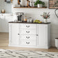 Farmhouse Sideboard with Charging Station, 58" Buffet Cabinet, Kitchen Storage Cabinet with 4 Drawers, 2 Doors, White