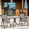 Folding Outdoor Bistro Set, Patio Table and Chairs with Reclining Backrest and Round Dining Table, Grey