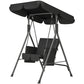 1-Seat Outdoor Porch Swing Patio Swing with Adjustable Canopy, Removable Seat and Back Cushion for Garden, Poolside