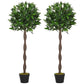 4FT Artificial Laurel Tree Set of 2, Lifelike Fake Plant with 564 Leaves, Potted Fake Plant for Home Office Decor, Green