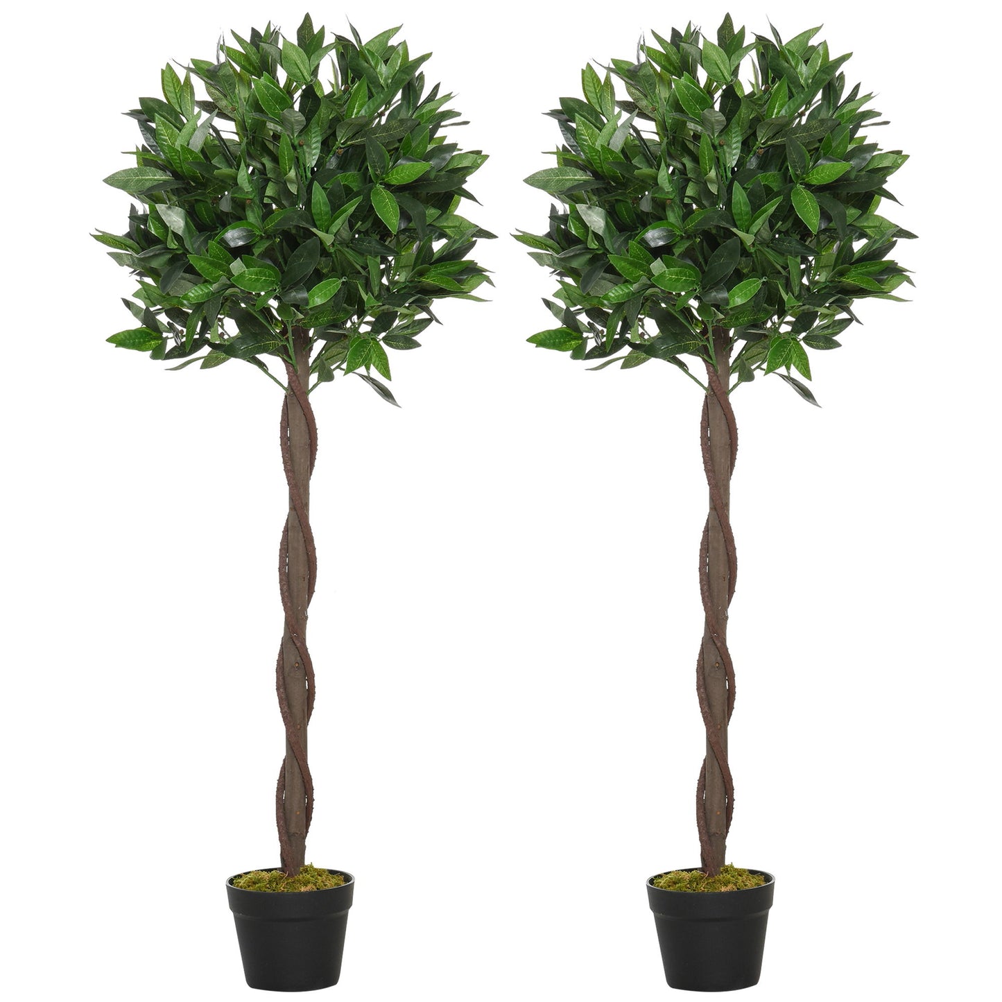 4FT Artificial Laurel Tree Set of 2, Lifelike Fake Plant with 564 Leaves, Potted Fake Plant for Home Office Decor, Green