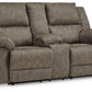 Laresview - Fossil - Dbl Reclining Loveseat With Console - Faux Leather