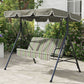 3-Seater Outdoor Porch Swing with Adjustable Canopy, Patio Swing Chair for Garden, Poolside, Backyard, Green and Brown