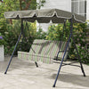 3-Seater Outdoor Porch Swing with Adjustable Canopy, Patio Swing Chair for Garden, Poolside, Backyard, Green and Brown