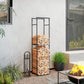 Firewood Rack Outdoor, Heavy Duty Log Holder with Adjustable Shelf for Fireplace, Indoor Outdoor Fire Wood Storage Rack
