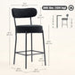 Set of 2 Barstools, Upholstered Bar Stools with Backrest, Footrest for Kitchen Island, Dining Room, Black