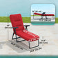 Folding Outdoor Lounge Chair with Cushion, Adjustable Backrest, Reclining Patio Garden Chair with Footrest, Wine Red