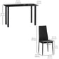Dining Table and Chairs Set for 4, Modern 5 Pieces Kitchen Table Set with Glass Table, Padded Seat and Steel Frame
