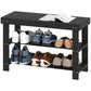 Bamboo Shoe Storage Bench, 3-Tier Entryway Bench with 2 Storage Shelves for Hallway, Holds 6 Pairs, Black