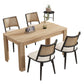 Set of 4 Modern Dining Chairs with PE Rattan Backrest, Ergonomic Side Chairs for Home or Restaurant, 19.5'' L x 19'' W x 31.5'' H, Black+Natural