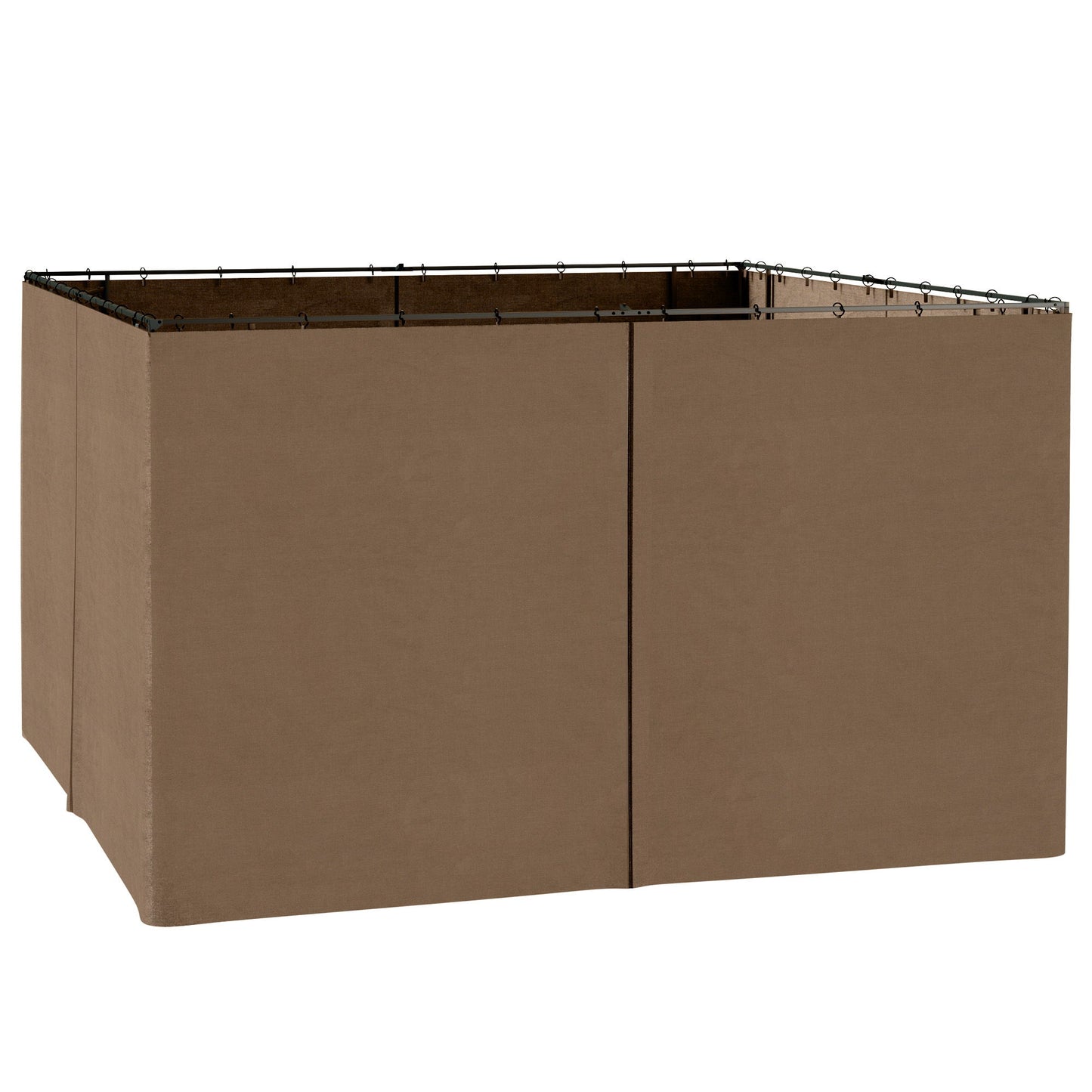 Gazebo Curtains, 10' x 12' Universal Replacement Privacy Curtain, 4-Panels Sidewall with Hooks/C-Rings, Brown