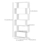 76" 6-Tier S-Shaped Geometric Bookcase - White