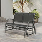 Outdoor Glider Bench, 2 Seater Garden Patio Glider Chair with Sling Fabric Seat, Steel Frame, Black