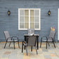 Set of 4 Outdoor Dining Chairs, Heavy Duty Stackable Patio Dining Set with Armrests for Balcony Garden, Dark Grey