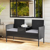 Light Grey PE Rattan Loveseat with Mid-Table