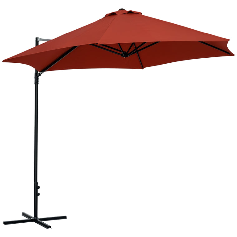 8.5FT Wine Red Offset Patio Umbrella with 360° Rotation