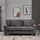 Modern 3 Seater Sofa, Corduroy Fabric 3 Seater Couch with Pine Wood Legs and Rolled Armrests for Living Room, Light Grey
