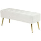 44" Lamb's Wool-Feel Upholstered Bedroom Bench, End of Bed Bench with Thick Padded Cushion and Steel Legs, Cream White