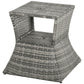 Rattan Wicker Side Table, 21.3" Square Outdoor End Table with Umbrella Hole 2-Tier Storage for Patio Garden Mixed Grey