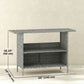 Wicker Outdoor Bar Table, PE Rattan Bar Height Patio Table with 2 Shelves, Steel Frame for Garden, Backyard, Dark Grey