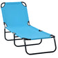 Outdoor Folding Lounge Chair, Steel Tanning Chair with Reclining Back, Breathable Mesh for Beach, Yard, Patio, Sky Blue