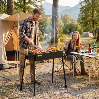 Black Portable Charcoal BBQ Grill with Seasoning Baskets