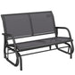 Patio Double Glider Outdoor Steel Sling Fabric Gliding Bench Garden Swing Chair Heavy-Duty Porch Rocker Garden Loveseat Grey