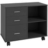 3-Drawer Lateral Filing Cabinet with Wheels - Black