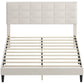 Queen Platform Bed Frame with Upholstered Headboard - Cream