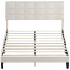 Queen Platform Bed Frame with Upholstered Headboard - Cream