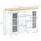 Buffet Sideboard with Glass Doors and Drawers - White