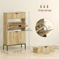 Narrow Shoe Storage Cabinet with Flip Drawers, Shoe Cabinet with Adjustable Shelves, Sliding Drawer, Holds 8 Pairs, Oak